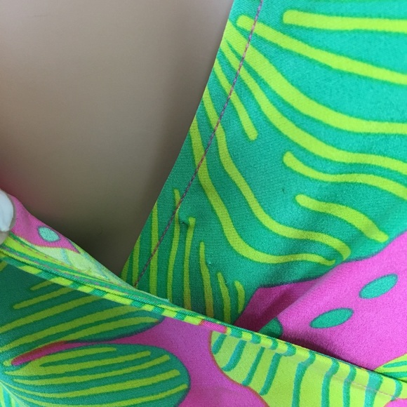 Lilly Pulitzer Silk Wrap Pink Green Hibiscus Dress - Picture 8 of 8